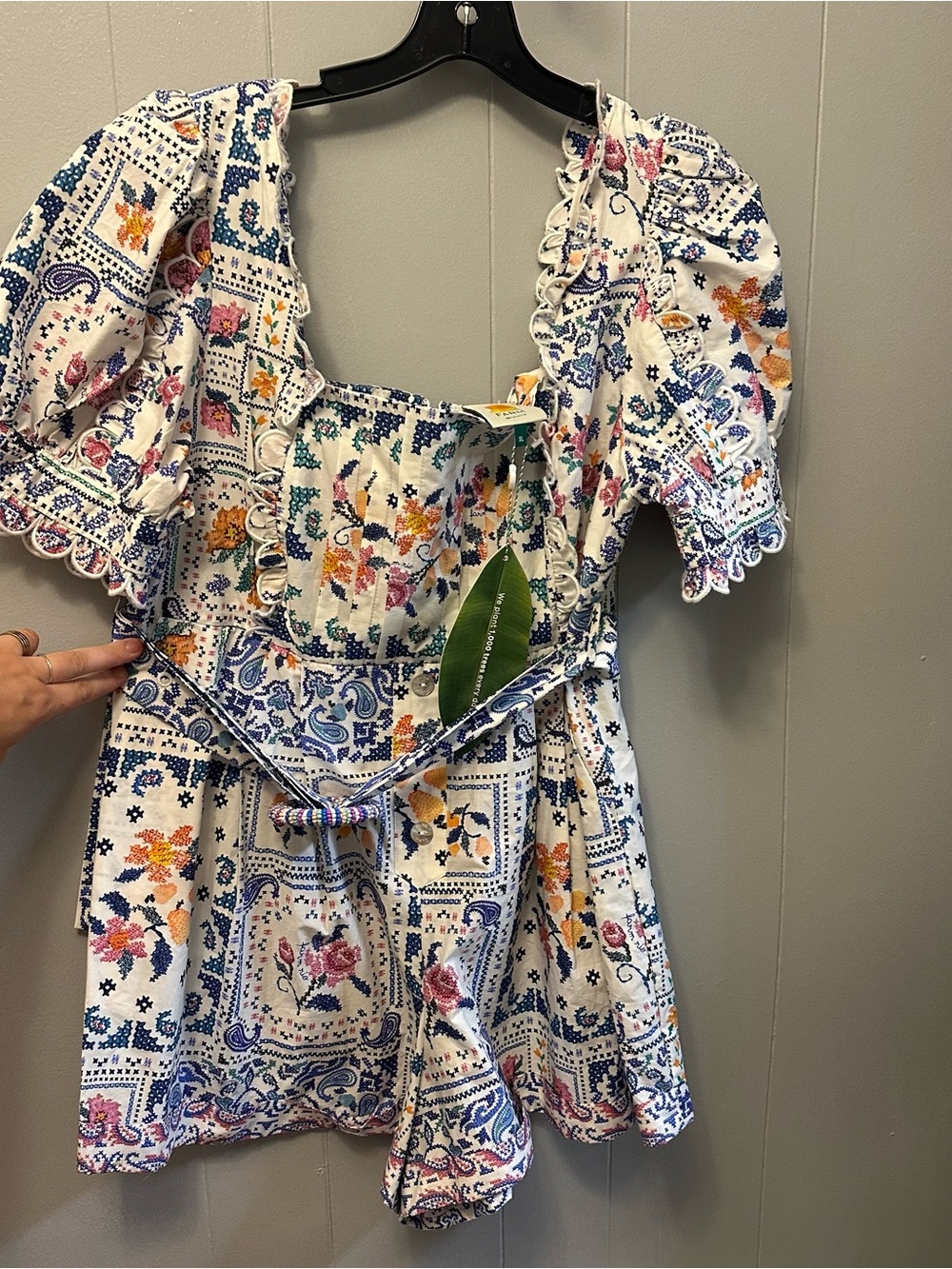 FARM Rio White Multi Floral Print Short Sleeve Romper - Picture 5 of 9